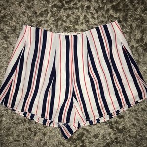 RED/WHITE/BLUE STRIPED ZIP SHORTS